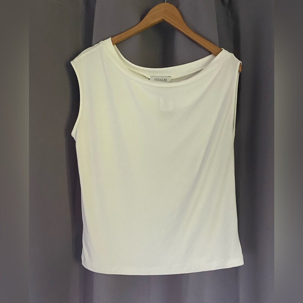 Abbeline - Ivory Assymetrical Boatneck Tank - M